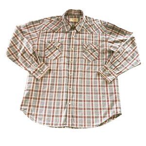 SCULLY PEARL SNAP ROCKABILLY SHIRT SZ XL BROWN PLAID COWBOY WESTERN COTTON MENS